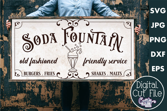 Vintage Farmhouse Home Sign | Soda Fountain Wall Art Svg SVG Crafty Mama Studios 