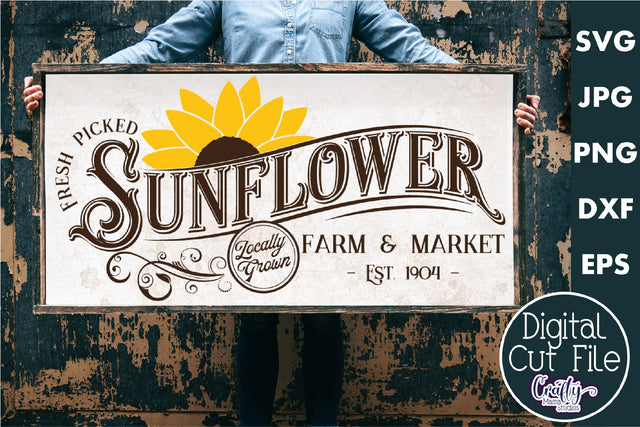 Vintage Farmhouse Home Sign | Sunflower Market Wall Art Svg SVG Crafty Mama Studios 