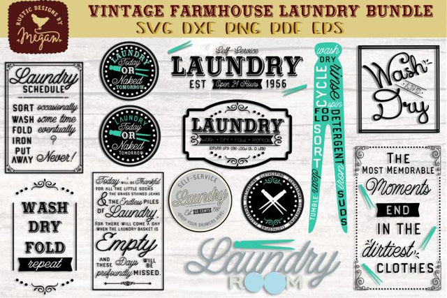 Vintage Farmhouse Laundry SVG Bundle SVG DXF SVG Tinker & Teal
