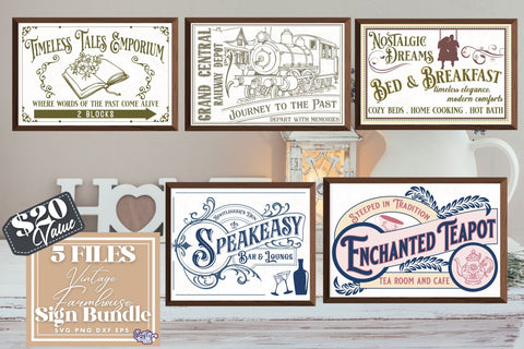 Vintage Farmhouse Sign Bundle #4 SVG Crafty Mama Studios 