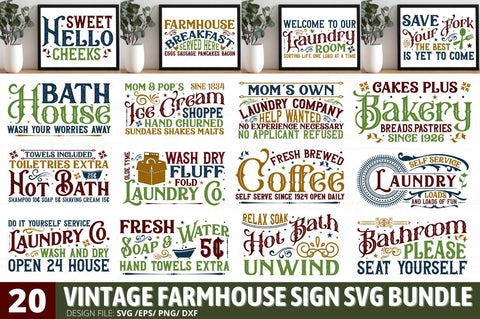 Vintage Farmhouse Sign Bundle SVG Regulrcrative 