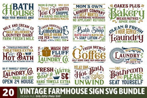 Vintage Farmhouse Sign Svg Bundle SVG Regulrcrative 