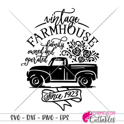 Vintage Farmhouse Truck design - SVG SVG Chameleon Cuttables 