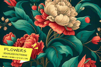 Vintage Floral Background, Vintage seamless background with flowers Digital Pattern FloridPrintables 