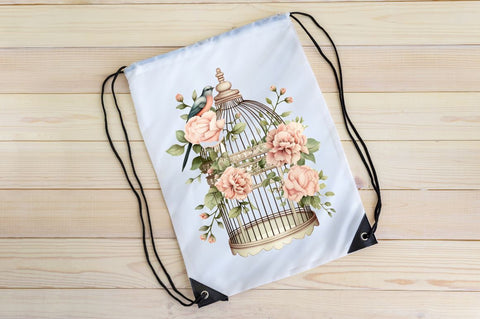 Vintage Floral Birdcage Clipart Sublimation Regulrcrative 