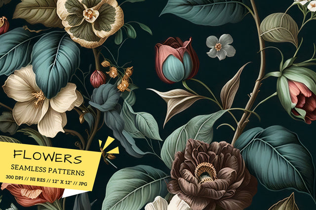 Vintage Floral Seamless Patterns, background with flowers Digital Pattern FloridPrintables 