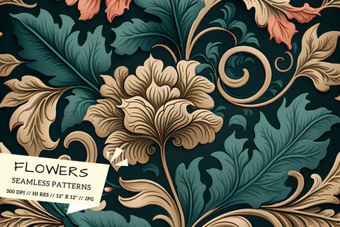 Vintage Floral Seamless Patterns, background with flowers Digital Pattern FloridPrintables 