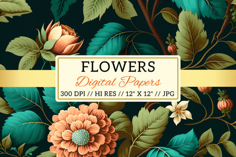 Vintage Floral Seamless Patterns, bouquet of flowers Digital Pattern FloridPrintables 