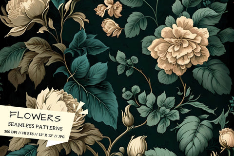 vintage Floral Seamless Patterns, flowers on the ground Digital Pattern FloridPrintables 