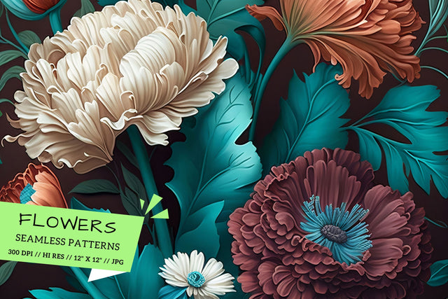 vintage Floral Seamless Patterns, Nature-inspired designs Digital Pattern FloridPrintables 