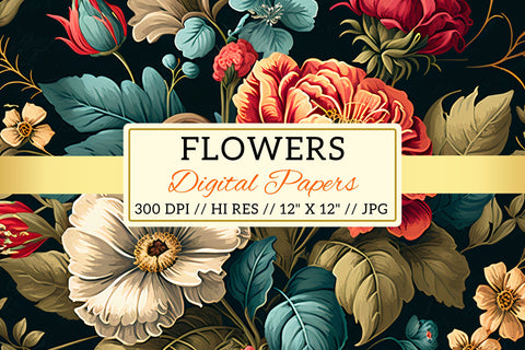 Vintage Floral Seamless Patterns, seamless background with flowers Digital Pattern FloridPrintables 