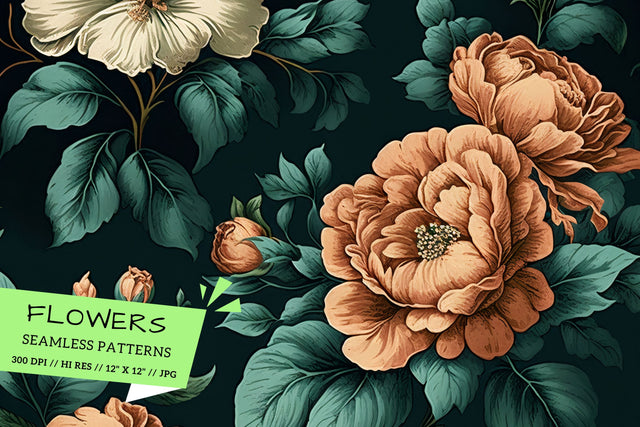 Vintage Floral Seamless Patterns, seamless background with flowers Digital Pattern FloridPrintables 