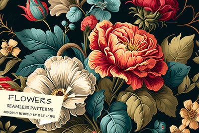Vintage Floral Seamless Patterns, seamless background with flowers Digital Pattern FloridPrintables 