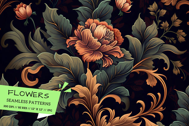 Vintage Floral Seamless Patterns, seamless background with flowers Digital Pattern FloridPrintables 
