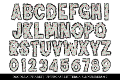 Vintage Floral Shabby Chic Hand Drawn Doodle Alphabet Sublimation BijouBay 