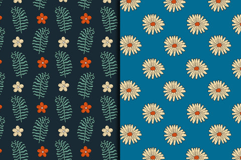 Vintage Flower Garden Seamless Patterns Digital Pattern Rin Green 