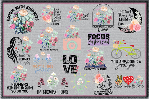 Vintage Flowers Sublimation Bundle Sublimation Creativeart88 