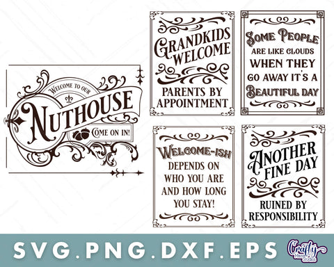 Vintage Funny Sign Svg Bundle SVG Crafty Mama Studios 