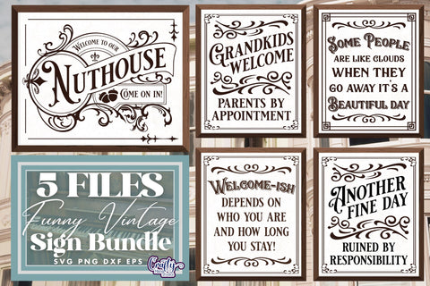 Vintage Funny Sign Svg Bundle SVG Crafty Mama Studios 