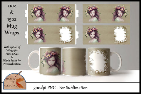 Vintage Girl - Sublimation design | Mug Wrap | PNG file Sublimation Making it Personal 