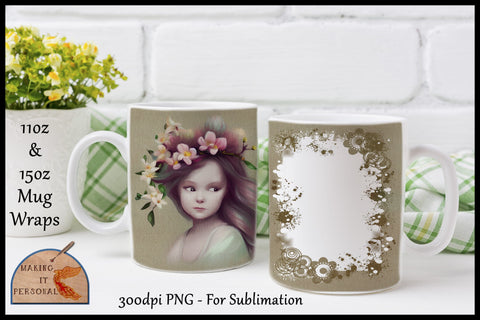 Vintage Girl - Sublimation design | Mug Wrap | PNG file Sublimation Making it Personal 