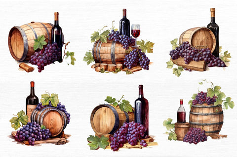 Vintage Grape Wine Bottle and Barrel Sublimation Regulrcrative 