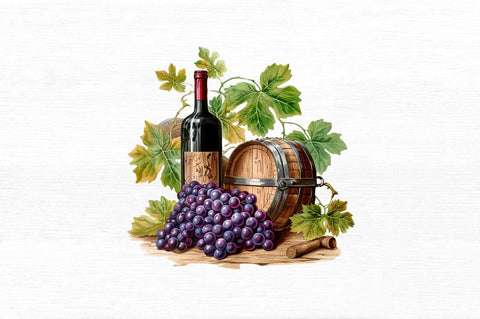 Vintage Grape Wine Bottle and Barrel Sublimation Regulrcrative 