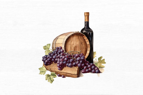 Vintage Grape Wine Bottle and Barrel Sublimation Regulrcrative 