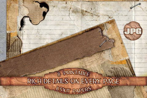 Vintage Grunge Junk Journal Pages | Antique Scrapbook Paper Digital Pattern AlexandHer Digital Art 