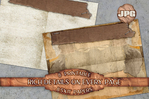 Vintage Grunge Junk Journal Pages | Antique Scrapbook Paper Digital Pattern AlexandHer Digital Art 