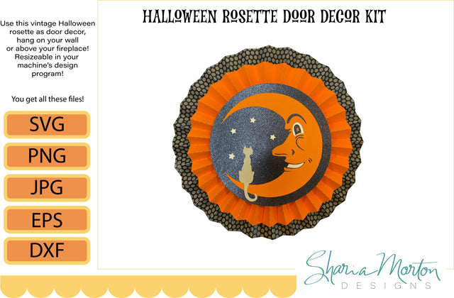 Vintage Halloween Cat and Moon wall decoration SVG Sharia Morton Designs 