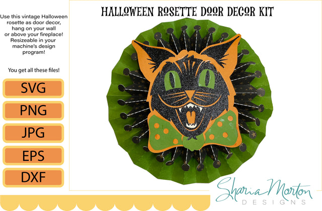 Vintage Halloween Cat wall decoration SVG Sharia Morton Designs 