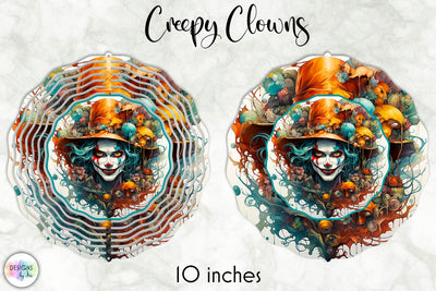 Vintage Halloween Clown Face Wind Spinner Design Sublimation Designs by Ira 