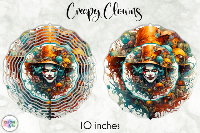 Vintage Halloween Clown Face Wind Spinner Design Sublimation Designs by Ira 