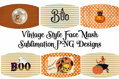 Vintage Halloween Face Mask Sublimation Designs Sublimation Digital Honeybee 