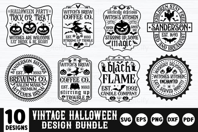 Vintage Halloween Label sign SVG Bundle SVG etcify 