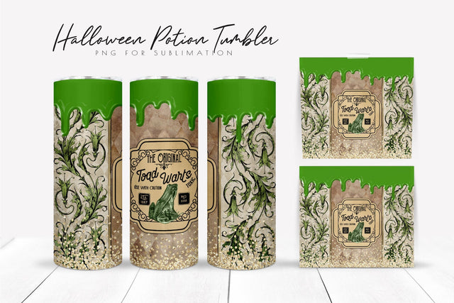 Vintage Halloween Potion Tumbler Wrap Witch's Brew Label PNG Sublimation OrangeBrushStudio 