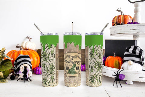 Vintage Halloween Potion Tumbler Wrap Witch's Brew Label PNG Sublimation OrangeBrushStudio 