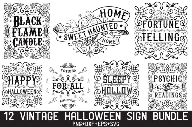 Vintage Halloween Sign Bundle SVG Rupkotha 