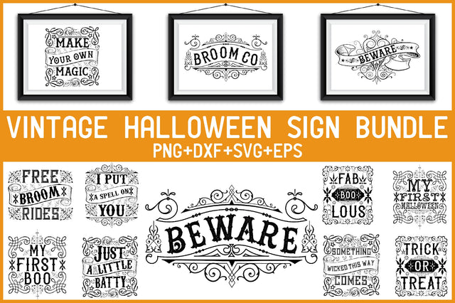 Vintage Halloween Sign Bundle SVG Rupkotha 