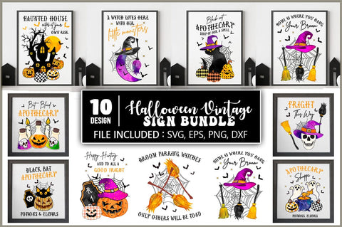 Vintage Halloween Sign Bundle SVG Shetara Begum 
