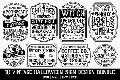 Vintage Halloween Sign Bundle, Vintage Halloween Sign svg, Halloween Sign bundle, sign svg bundle, Vintage sign bundle SVG etcify 
