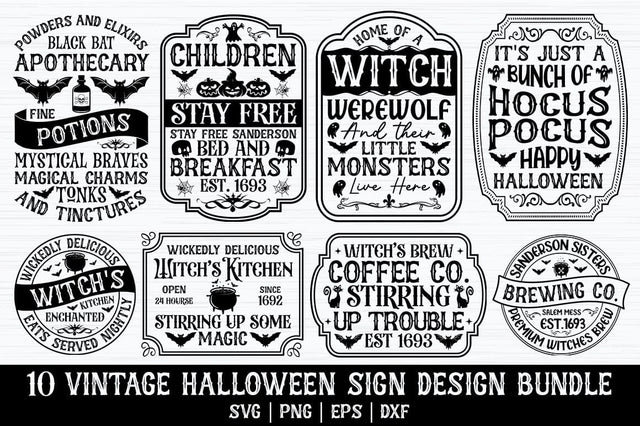 Vintage Halloween Sign Bundle, Vintage Halloween Sign svg, Halloween Sign bundle, sign svg bundle, Vintage sign bundle SVG etcify 