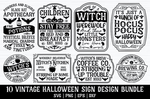 Vintage Halloween Sign Bundle, Vintage Halloween Sign svg, Halloween Sign bundle, sign svg bundle, Vintage sign bundle SVG etcify 