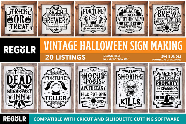 Vintage Halloween Sign Making Svg Bundle SVG Regulrcrative 