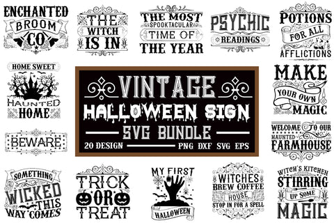 Vintage Halloween Sign SVG Bundle SVG Rupkotha 