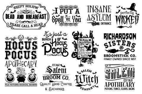 Vintage Halloween Signs and labels SVG bundle, Farmhouse SVG Paper Switch 