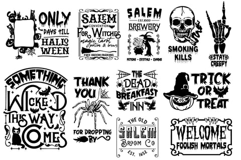 Vintage Halloween Signs and labels SVG bundle, Farmhouse SVG Paper Switch 