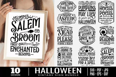 Vintage Halloween Signs and labels SVG, DXF, EPS, PNG SVG FiveStarCrafting 