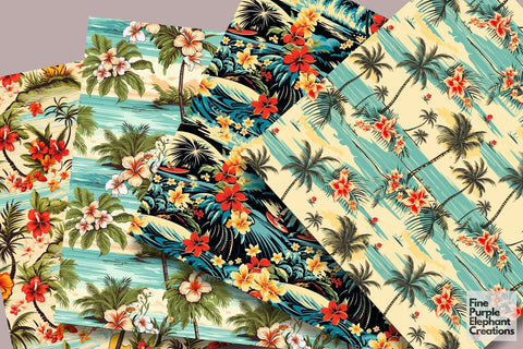 Vintage Hawaii | Tropical Island Digital Pattern Fine Purple Elephant Creations 